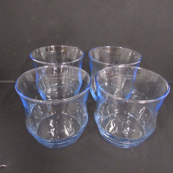 Vintage Libbey Impromptu Azure Misty Blue 3 1/2 Inch Rocks Glass Set of 4 - Picture 2 of 9